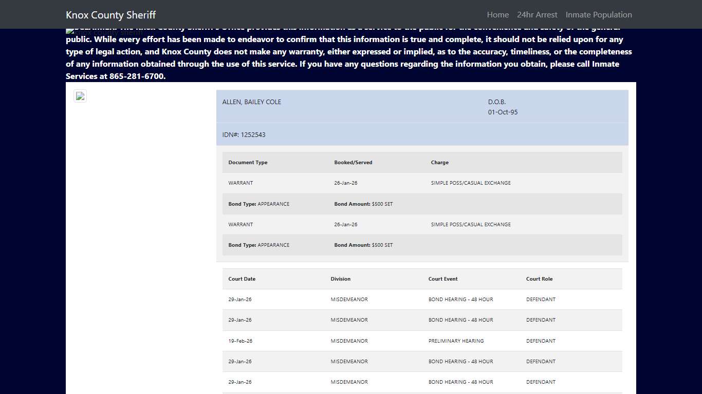 Knox County Tennessee - Sheriff - 24 Hour Arrests
