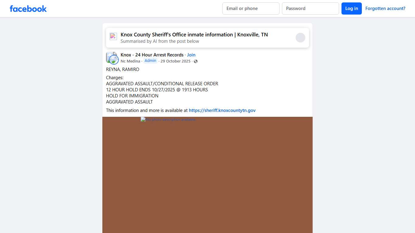 Knox - 24 Hour Arrest Records REYNA, RAMIRO Facebook